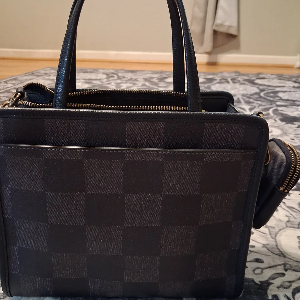 Karl Lagerfeld Womens Blue/Dark Blue Check Crossbody Bag - Picture 6 of 7